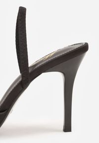 Born2be - Czarne Satynowe Szpilki z Odkrytą Piętą i Ozdobną Kokardą Argatea. Okazja: na co dzień, na spotkanie biznesowe, na ślub cywilny, do pracy, na wesele, na imprezę. Kolor: czarny. Materiał: satyna. Obcas: na szpilce. Styl: casual, biznesowy, elegancki, klasyczny #9