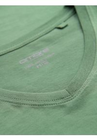 Ombre Clothing - Bawełniana klasyczna męska koszulka z dekoltem w serek BASIC – zielona V11 - Rozmiar: XL. Typ kołnierza: dekolt w serek. Kolor: zielony. Materiał: bawełna. Styl: klasyczny