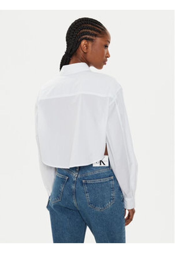 Calvin Klein Jeans Koszula J20J222614 Biały Cropped Fit. Kolor: biały. Materiał: bawełna