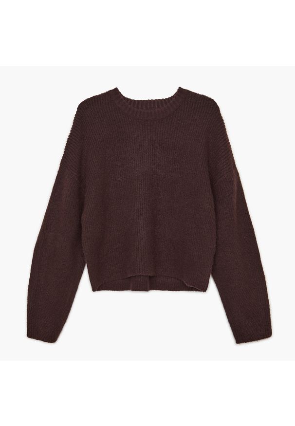 Cropp - Dzianinowy sweter - Brązowy. Kolor: brązowy. Materiał: dzianina