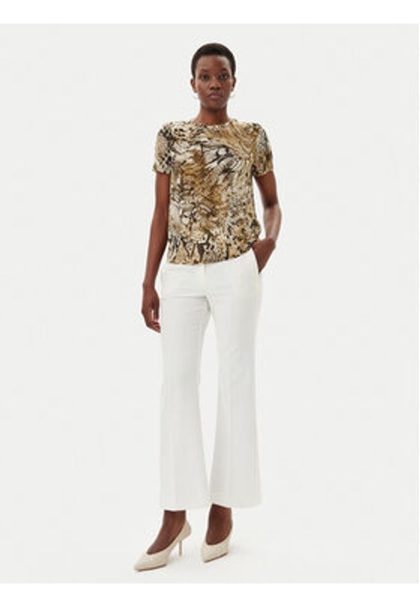 Marciano Guess Bluzka Blusa tatjana ss printed Brązowy Comfort Fit. Kolor: brązowy. Materiał: jedwab