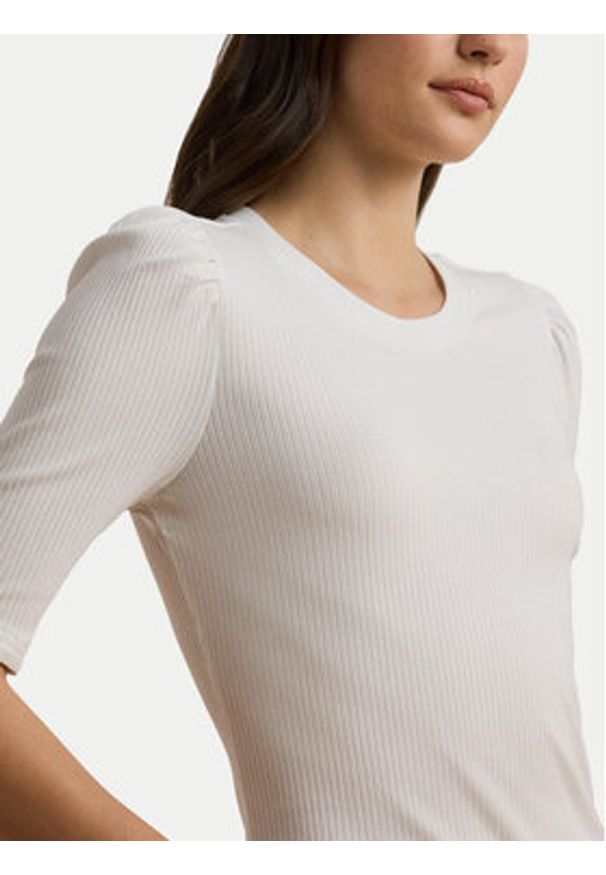 Lauren Ralph Lauren - LAUREN RALPH LAUREN Bluzka 200902618006 Biały Slim Fit. Kolor: biały. Materiał: bawełna