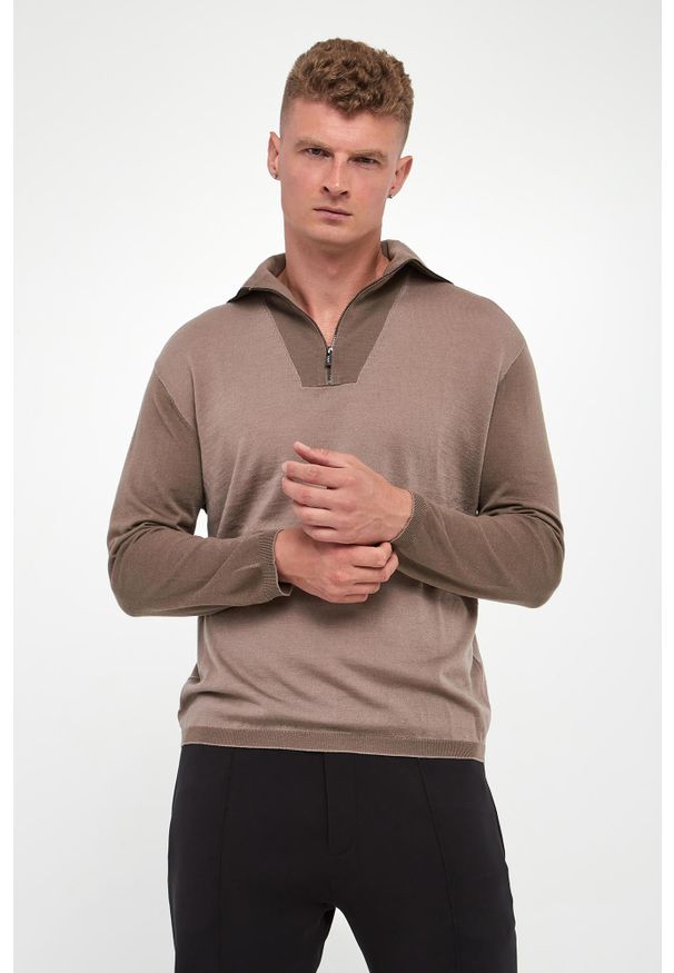 Emporio Armani - Golf męski wełniany EMPORIO ARMANI. Typ kołnierza: golf. Materiał: wełna