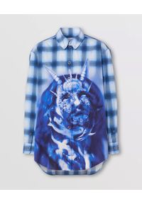Burberry - BURBERRY - Niebieska koszula z nadrukiem. Kolor: niebieski. Materiał: bawełna. Długość rękawa: długi rękaw. Długość: długie. Wzór: nadruk. Styl: klasyczny #6