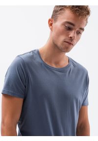 Ombre Clothing - T-shirt męski bawełniany basic S1370 - jeansowy - XXL. Materiał: bawełna, jeans. Styl: klasyczny