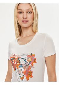 Guess T-Shirt Ss Cn Tropical Train W4GI62 J1314 Écru Slim Fit. Materiał: bawełna