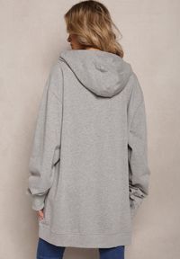 Renee - Szara Bluza Oversize z Kapturem i Kangurkową Kieszenią Befiana. Typ kołnierza: kaptur. Kolor: szary. Materiał: dzianina #3