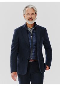 Pako Lorente - PAKO LORENTE – Granatowa marynarka męska z odpinaną podpinką. Kolor: niebieski. Materiał: wełna, wiskoza, poliester, poliamid, elastan #3