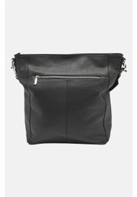 DEPECHE. - Skórzana torebka z dwoma paskami na ramię. Kolor: czarny. Wzór: paski. Materiał: skórzane. Styl: elegancki, klasyczny. Rodzaj torebki: na ramię #5