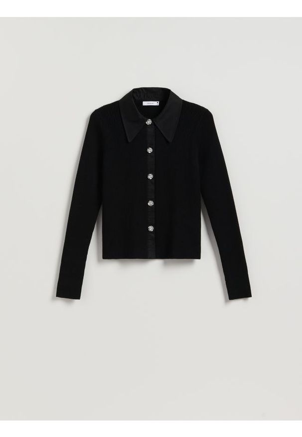 Reserved - Bluzka z wiskozą - czarny. Kolor: czarny. Materiał: wiskoza