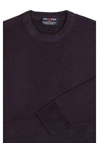 Męski Sweter Pako Jeans - Wełniany - Śliwkowy Melanż. Materiał: wełna, akryl. Wzór: melanż. Styl: klasyczny, elegancki
