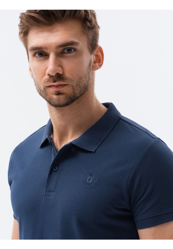 Niebieska koszulka polo Ombre Clothing z haftami, polo