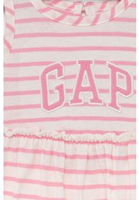 GAP sukienka bawełniana dziecięca kolor różowy mini rozkloszowana. Kolor: różowy. Materiał: bawełna. Wzór: aplikacja. Typ sukienki: rozkloszowane. Długość: mini #3