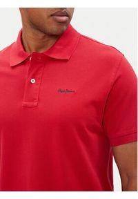 Pepe Jeans Polo Essential PM542298 Czerwony Regular Fit. Typ kołnierza: polo. Kolor: czerwony. Materiał: bawełna #4
