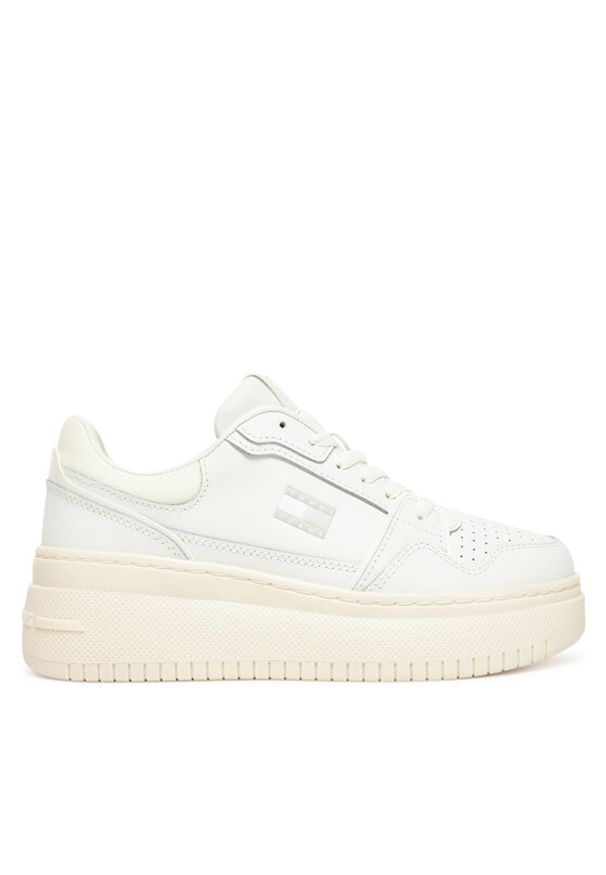 Tommy Jeans Sneakersy Tjw Retro Basket Flatform EN0EN02840 Écru. Materiał: skóra