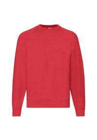 FRUIT OF THE LOOM - Klasyczna Bluza Raglanowa Unisex Dla Dorosłych. Kolor: czerwony. Długość rękawa: raglanowy rękaw