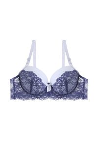 Intica - Biustonosz modelujący z koronką regulowany Laskarouda. Kolor: niebieski. Materiał: koronka. Wzór: koronka