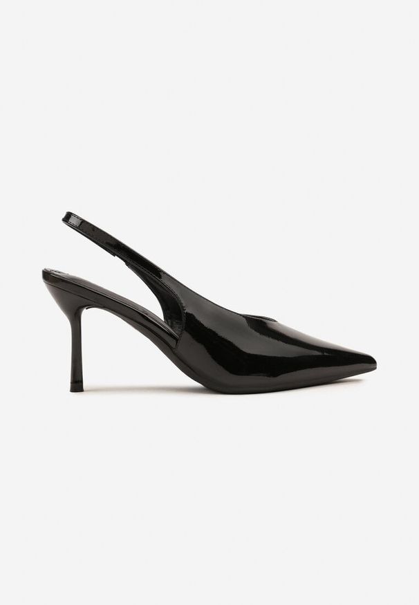 Renee - Czarne Sandały Slingback Vices na Obcasie Typu Szpilka Tilionea. Kolor: czarny. Materiał: jeans. Obcas: na obcasie. Styl: elegancki. Wysokość obcasa: średni