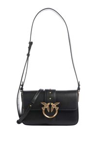 Pinko - PINKO Czarna kopertówka Love One Mini Slouchy Fl Vitello Morbido. Kolor: czarny. Materiał: skórzane. Styl: klasyczny, elegancki #6