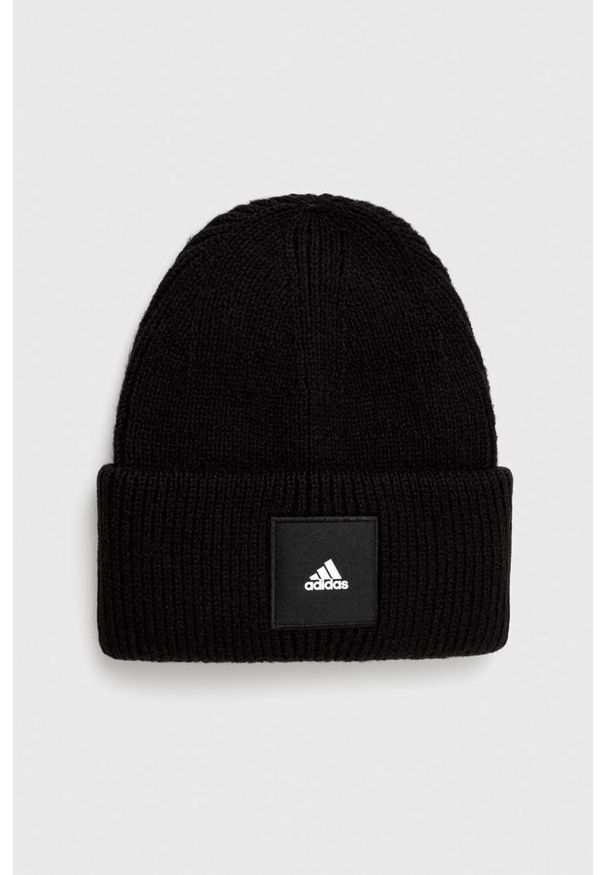 adidas Performance czapka kolor czarny z grubej dzianiny. Kolor: czarny. Materiał: dzianina