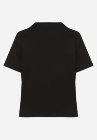 Born2be - Czarny Bawełniany T-shirt z Grubszej Bawełny Tiariane. Okazja: na co dzień, na spotkanie biznesowe, do pracy. Kolor: czarny. Materiał: bawełna. Styl: biznesowy, klasyczny, elegancki, casual #4