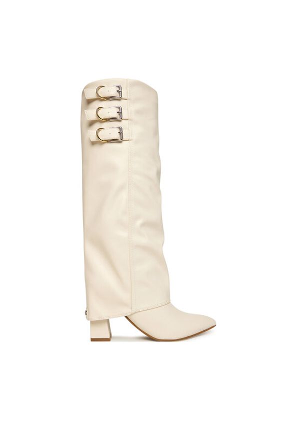 Guess Kozaki FLFGAR ELE11 Écru. Materiał: skóra