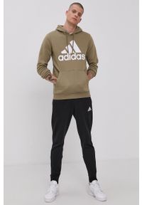 Adidas - adidas Spodnie męskie kolor czarny z nadrukiem. Kolor: czarny. Materiał: poliester, bawełna. Wzór: nadruk