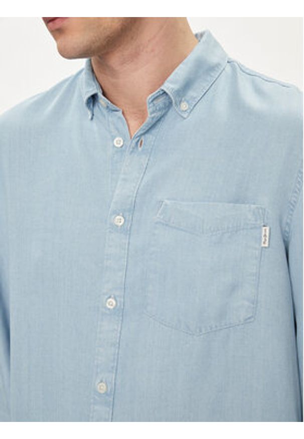 Pepe Jeans Koszula Petri PM308513 Błękitny Regular Fit. Kolor: niebieski. Materiał: wiskoza