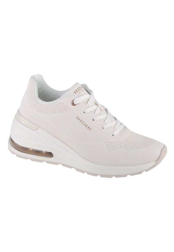 skechers - Buty sportowe Sneakersy damskie, Skechers Million Air-Elevated Air. Kolor: biały, czarny. Materiał: guma, syntetyk, materiał. Sport: turystyka piesza