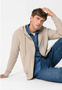 Volcano - Bluza bawełniana B-LERMO. Okazja: na co dzień. Typ kołnierza: kaptur. Kolor: beżowy. Materiał: bawełna. Wzór: napisy. Styl: klasyczny, casual, sportowy #1