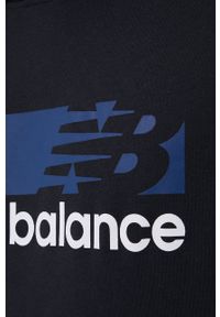New Balance bluza MT13905BM męska kolor granatowy z kapturem z nadrukiem. Typ kołnierza: kaptur. Kolor: niebieski. Materiał: bawełna, dzianina. Wzór: nadruk #2