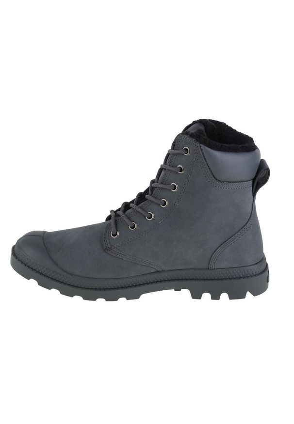 Buty do chodzenia męskie Palladium Pampa Sport Cuff Wps. Wysokość cholewki: za kostkę. Zapięcie: sznurówki. Kolor: szary. Materiał: materiał, syntetyk. Szerokość cholewki: normalna. Sport: turystyka piesza