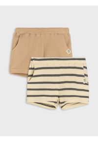 Sinsay - Szorty ze strukturalnej dzianiny 2 pack - kremowy. Kolor: kremowy. Materiał: dzianina