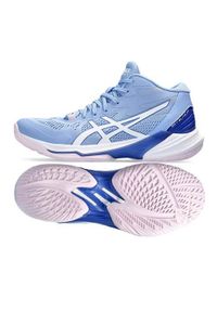 Buty siatkarskie męskie Asics Sky Elite Ff Mt 2. Zapięcie: sznurówki. Kolor: wielokolorowy, niebieski. Materiał: guma, materiał, syntetyk, tkanina. Szerokość cholewki: normalna
