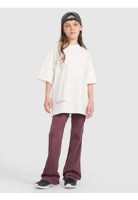 4f - 4F T-shirt oversize z nadrukiem dziewczęcy - biały 152 (11-12 lat). Okazja: na co dzień. Kolor: biały. Materiał: jersey, bawełna. Wzór: nadruk. Sezon: lato. Styl: sportowy, klasyczny, casual