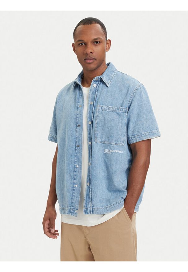 Karl Lagerfeld Jeans Koszula jeansowa B2M16013 Niebieski jasny Regular Fit. Kolor: niebieski. Materiał: bawełna