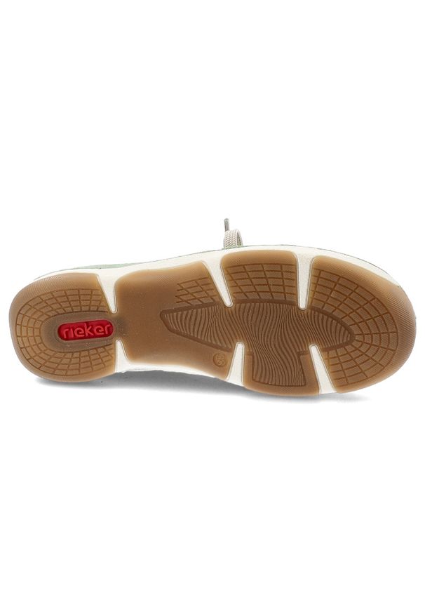 Półbuty damskie Rieker, cholewka skóra ekologiczna wsuwane niski fason zaokrąglony nosek kontrastowe elementy kolorystyczne pętla z tyłu masywna lini. Okazja: na spacer, na co dzień. Zapięcie: bez zapięcia. Kolor: zielony. Materiał: skóra ekologiczna. Szerokość cholewki: normalna. Styl: casual, elegancki, sportowy, klasyczny