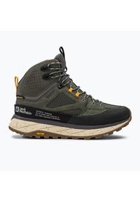 Buty trekkingowe męskie Jack Wolfskin Terraquest Texapore Mid. Zapięcie: sznurówki. Kolor: zielony. Materiał: guma, syntetyk, materiał, tkanina, zamsz. Szerokość cholewki: normalna