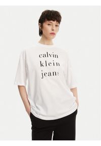Calvin Klein Jeans T-Shirt LV047B827G Biały Relaxed Fit. Kolor: biały. Materiał: bawełna