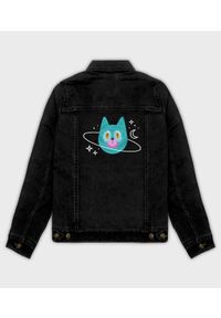 MegaKoszulki - Kurtka jeansowa damska Planeta Kot. Materiał: jeans. Wzór: nadruk. Sezon: wiosna. Styl: klasyczny #1