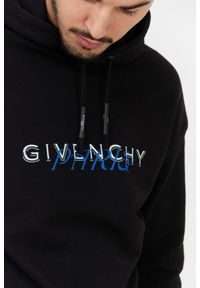 Givenchy - GIVENCHY Czarna bluza męska z kapturem i logo. Typ kołnierza: kaptur. Kolor: czarny. Materiał: prążkowany, bawełna