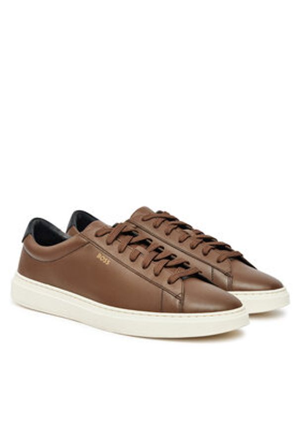 BOSS Sneakersy Kieran 50536480 Brązowy. Kolor: brązowy. Materiał: skóra
