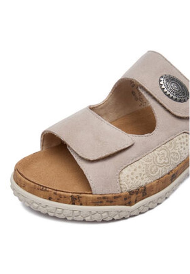 Rieker Klapki CEO-V0302-60 Beżowy. Kolor: beżowy. Materiał: zamsz, skóra