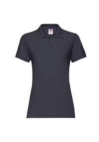 FRUIT OF THE LOOM - Damska Koszulka Polo Premium. Typ kołnierza: polo. Kolor: niebieski