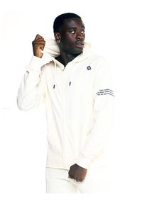 LEONE 1947 APPAREL - Męski dres Leone z kapturem i pełnym zamkiem błyskawicznym. Kolor: biały. Materiał: dresówka. Sport: fitness