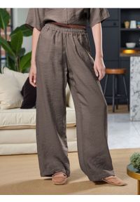 Sinsay - Spodnie wide leg z modalem - brązowy. Kolor: brązowy