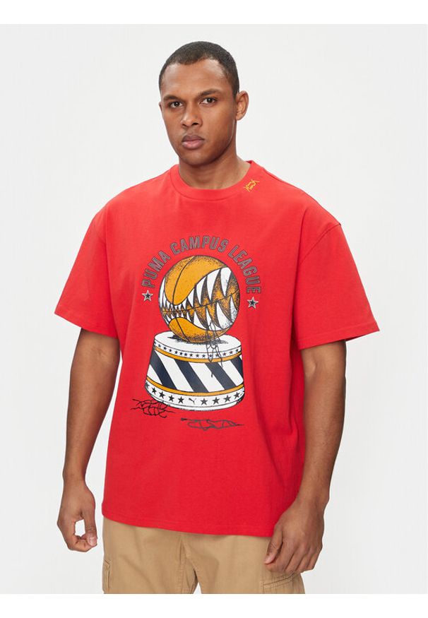 Puma T-Shirt Showtime 624740 Czerwony Regular Fit. Kolor: czerwony. Materiał: bawełna