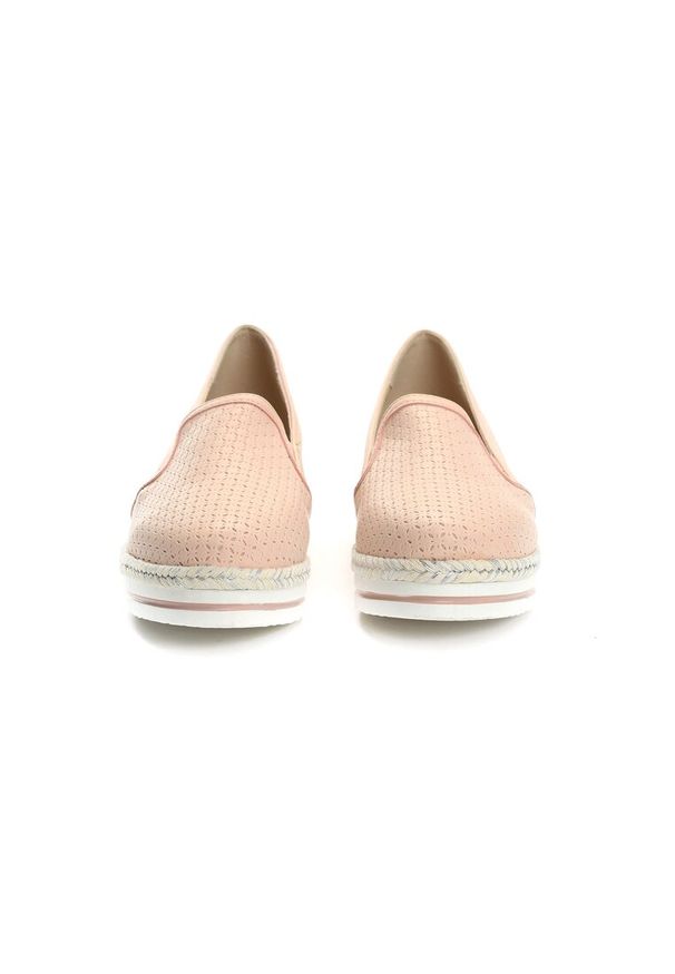 Born2be - Różowe Półbuty Jesen. Nosek buta: okrągły. Zapięcie: bez zapięcia. Kolor: różowy. Materiał: jeans, skóra. Wzór: ażurowy. Obcas: na platformie
