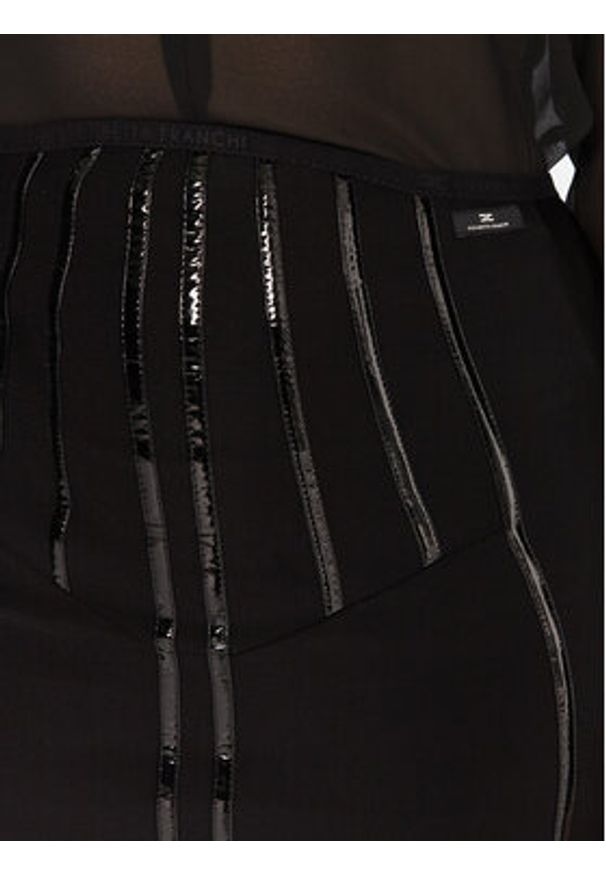 Elisabetta Franchi Spódnica ołówkowa GO-124-57E2-V460 Czarny Slim Fit. Kolor: czarny. Materiał: syntetyk