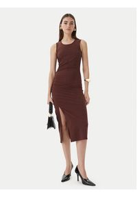 Patrizia Pepe Sukienka codzienna 2M4542/J419-M564 Brązowy Slim Fit. Okazja: na co dzień. Kolor: brązowy. Materiał: syntetyk. Typ sukienki: proste. Styl: casual #4